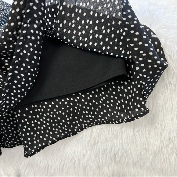 Banana Republic Black Polka Dot Print Fit-and-Flare Elastic Waist Flowy Skirt - Picture 4 of 7